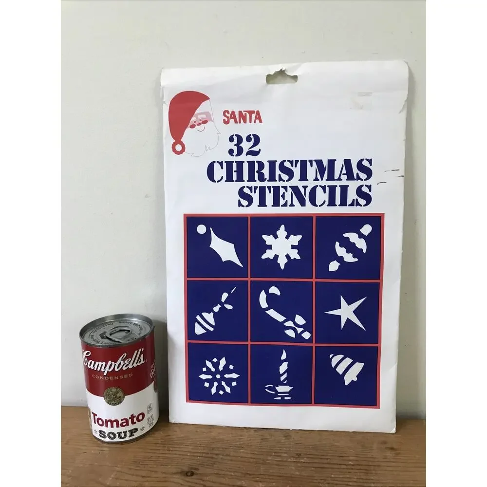 VIntage 70s 80s Santa 32 Holiday Winter Christmas Craft Stencils Chase Products